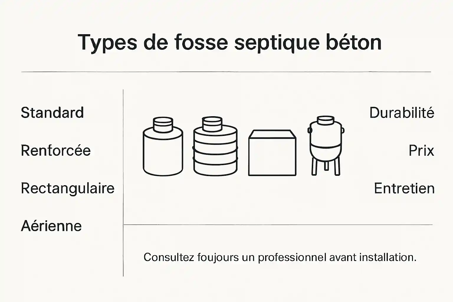 Découvrez notre infographie détaillée sur les différents modèles de fosses septiques en béton.