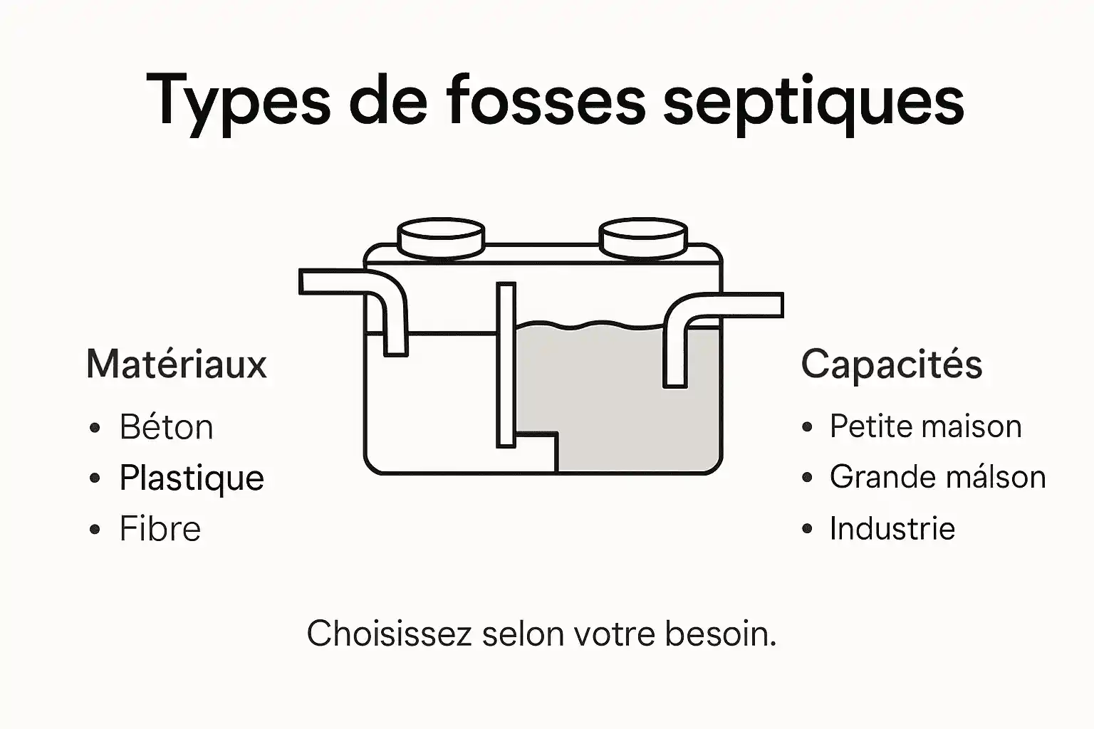 Infographie : panorama des différents types de fosses septiques en Belgique