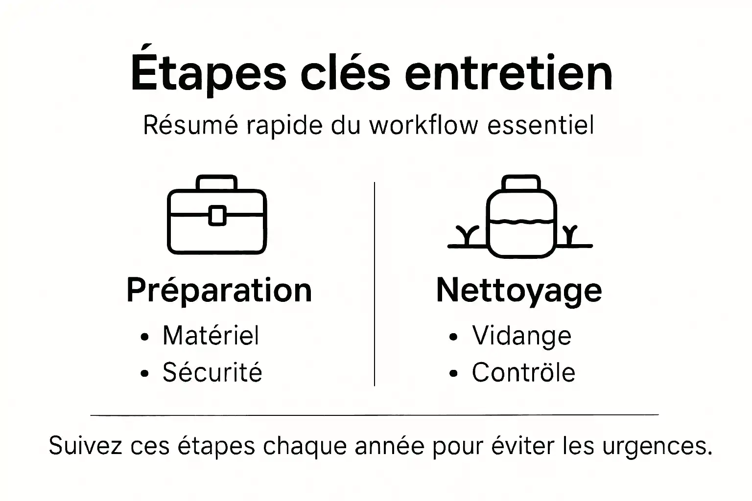 Schéma explicatif des étapes d’entretien d’une fosse septique