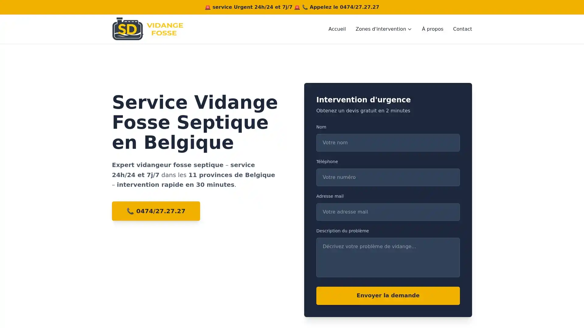 SD vidange fosse septique en Belgique